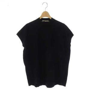 ハーフスリーブクルーネックニット セーター 半袖 フレンチスリーブ 38 黒 ブラック