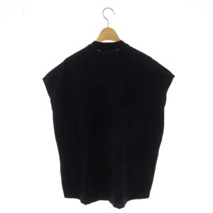 ENFOLD ハーフスリーブクルーネックニット セーター 半袖 フレンチスリーブ 38 黒 ブラック