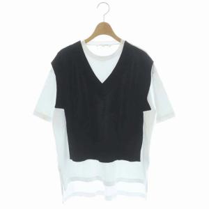 ENFOLD 21AW CUT Layered T/SHIRT レイヤーTシャツ カットソー 七分袖 プルオーバー 38 白 紺 ホワイト