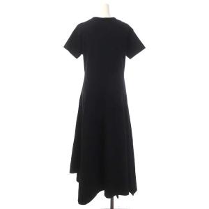 nagonstans CO Jersey Asymmetry ワンピース ロング 半袖 フレア 切替 イレギュラーヘム イレヘム 38 黒 ブラック