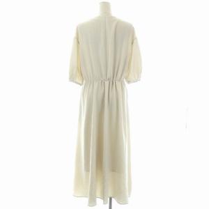 Spick&Span 22SS ドレープワンピース 五分袖 フレア ギャザー ロング 36 ライトベージュ