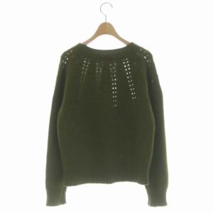 MARGARET HOWELL ウールカシミヤ モックネック ニットプルオーバー セーター 長袖 2 カーキ