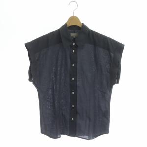 ウォッシュドコットン ブラウス シャツ フレンチスリーブ 1 ダークグレー