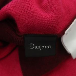 Diagram GRACE CONTINENTAL ニットワンピース ストライプ フレア ロング 長袖 36 ボルドー ピンク