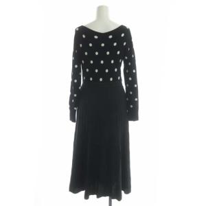Diagram GRACE CONTINENTAL ワンピース ドット ラメ ニット フレア ロング 長袖 36 グリーン ブラック ホワイト