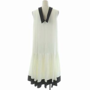 Grace Class 衿付きワンピース ロング ミモレ丈 ノースリーブ 34 白 黒 ホワイト ブラック