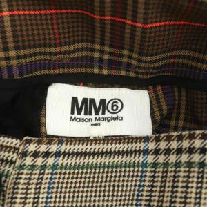 MM6 Maison Margiela クレイジーパターンチェックパンツ ワイド ボタンフライ ウール混 40 マルチカラー