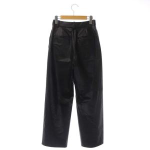 UNITED ARROWS フェイクレザーパンツ テーパード ジッパーフライ 36 黒 ブラック