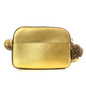 J&M DAVIDSON シャイニーポンポンショルダーバッグ ワンショルダー レザー ゴールド色