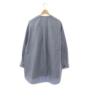 MHL. 22AW COMPACT COTTON POPLIN カラーレスシャツ ブラウス 長袖 前開き 1 スモークブルー