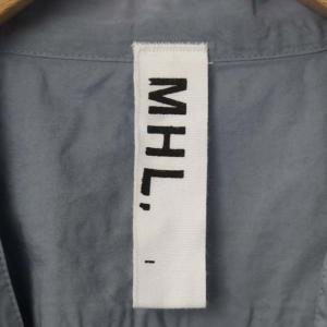 MHL. 22AW COMPACT COTTON POPLIN カラーレスシャツ ブラウス 長袖 前開き 1 スモークブルー