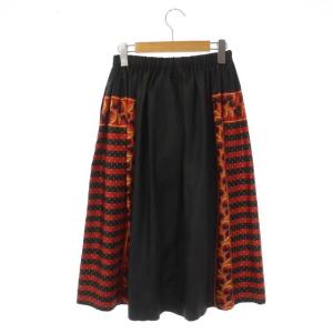 Tao AD2016 総柄ロングスカート フレア ギャザー イージー チャコールグレー 赤 黄 黒