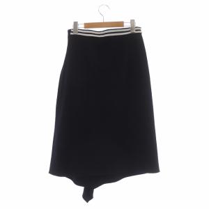 BORDERS at BALCONY ウール ラッフル スカート ロング 台形 36 ブラック