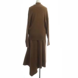 CASA FLINE セットアップ 上下 カーディガンセットニットワンピース ロング ノースリーブ F ライトブラウン