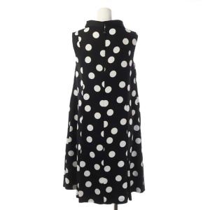 TO BE CHIC 襟付き ドット ワンピース ノースリーブ ひざ丈 セミフレア タック 40 ブラック ホワイト
