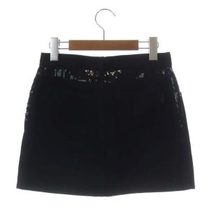 SAINT LAURENT PARIS 18年製 スパンコール 装飾 デニム ミニ デニムスカート 台形 ジッパーフライ 25 黒 ブラック