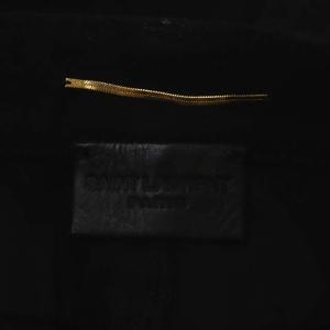SAINT LAURENT PARIS 18年製 スパンコール 装飾 デニム ミニ デニムスカート 台形 ジッパーフライ 25 黒 ブラック