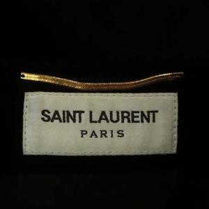 SAINT LAURENT PARIS 19年製 バックル付き スウェード ミニ スカート 台形 F34 黒 ブラック