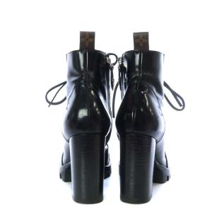 LOUIS VUITTON モノグラム スタートレイル ライン アンクルブーツ エナメル 36.5 黒