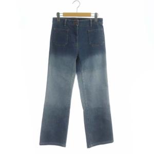 デニムパンツ ジーンズ ストレート ポケットデザイン ストレッチ 36 ブルー