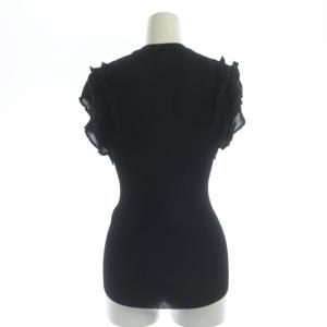 Chloe ニット リブ カットソー ノースリーブ フリル プルオーバー クルーネック XS 紺 ネイビー