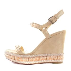 Christian Louboutin サンダル カタクロウスタッズ ウェッジソール レザー 36 サーモンピンク