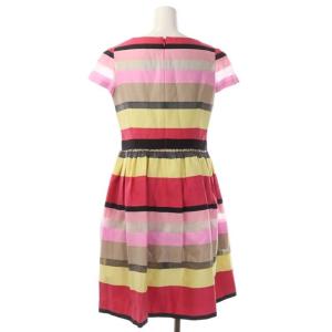 M'S GRACY ボーダーワンピース 半袖 ミモレ丈 フレア 38 マルチカラー