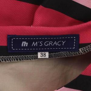 M'S GRACY ボーダーワンピース 半袖 ミモレ丈 フレア 38 マルチカラー