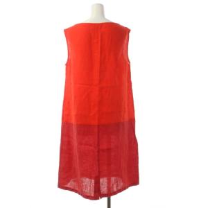 fog linen work ノースリーブワンピース ロング フレア ボートネック リネン 赤 レッド