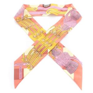 ツイリー タッセル柄 スカーフ 総柄 オレンジ 黄色 イエロー