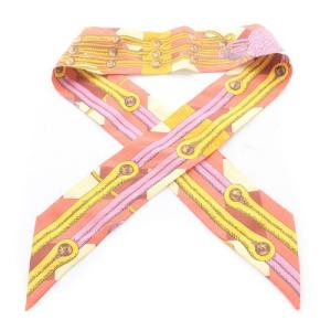 HERMES ツイリー タッセル柄 スカーフ 総柄 オレンジ 黄色 イエロー