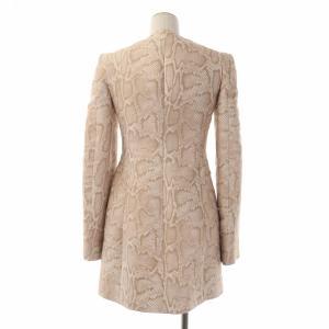 STELLA McCARTNEY ノーカラーダブルコート パイソン柄 ミドル丈 36 ベージュ ピンクベージュ ホワイト