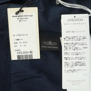 GRACE CONTINENTAL ヘム刺繍トップ カットソー 九分袖 切替 レース 36 ネイビー