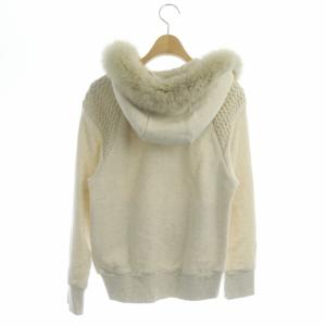 GRACE CONTINENTAL フォックスファー レース スウェットパーカー ジップアップ コットン混 36ライトベージュ