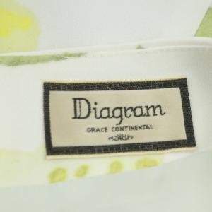 Diagram GRACE CONTINENTAL 花柄 フレア ワンピース ノースリーブ ミモレ丈 36 白 黄 緑 水色 ホワイト イエロー グリーン ライトブルー