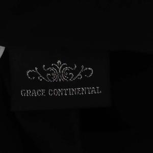 GRACE CONTINENTAL パッチレース ロング ワンピース ノースリーブ フレア 38 ブラック