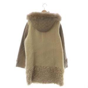 GRACE CONTINENTAL ムートン ラム フォックスファー キルティングコート ミドル丈 ジップアップ 38 ライトベージュ