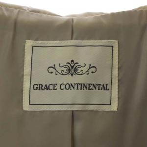 GRACE CONTINENTAL ムートン ラム フォックスファー キルティングコート ミドル丈 ジップアップ 38 ライトベージュ