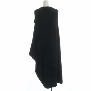 nagonstans 21SS Function アシンメトリードレス ワンピース ノースリーブ フレア 膝丈 クルーネック 36 ブラック