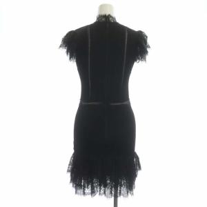 alice + olivia ニットワンピース 膝丈 タイト フレンチスリーブ レース XS ブラック