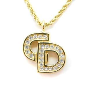 CD ラインストーン ネックレス ペンダント ゴールド色