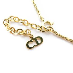 Christian Dior CD ラインストーン ネックレス ペンダント ゴールド色