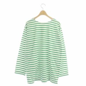 Shinzone マリンボーダーティー カットソー Tシャツ プルオーバー 長袖 F 白 緑 ホワイト グリーン