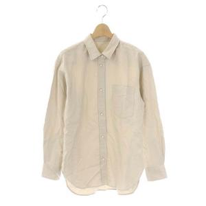 22AW オックスベーシックパールボタンシャツ 長袖 胸ポケット ライトグレージュ