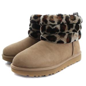 UGG australia FLUFF MINI QUILTED LEOPARD ムートンブーツ レオパード 25cm べージュ