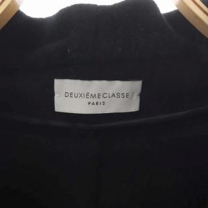 Deuxieme Classe ダブルビーバーノーカラーコート ロング ウール F ブラック