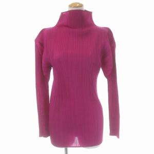 イッセイミヤケ カットソー ハイネック 長袖 3 紫 パープル