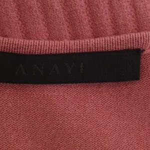 ANAYI プリーツ ワンピース ニット 膝丈 七分袖 40 ピンク