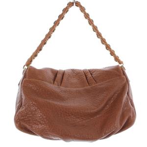 FENDI ミア ハンドバッグ ショルダー レザー ロゴ ブラウン