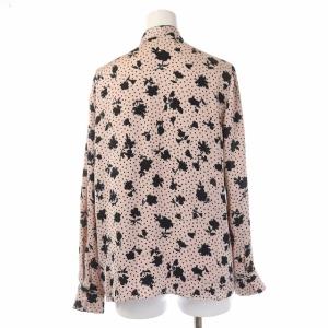 ANAYI 20SS シャドーフラワープリントタイブラウス シャツ 長袖 総柄 38 ピンク ブラック